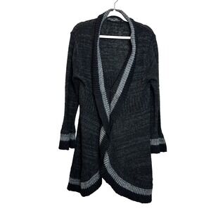 Brittany Black Gray Maternity Ruffle Waterfall Cascade Cardigan Women's XL‎